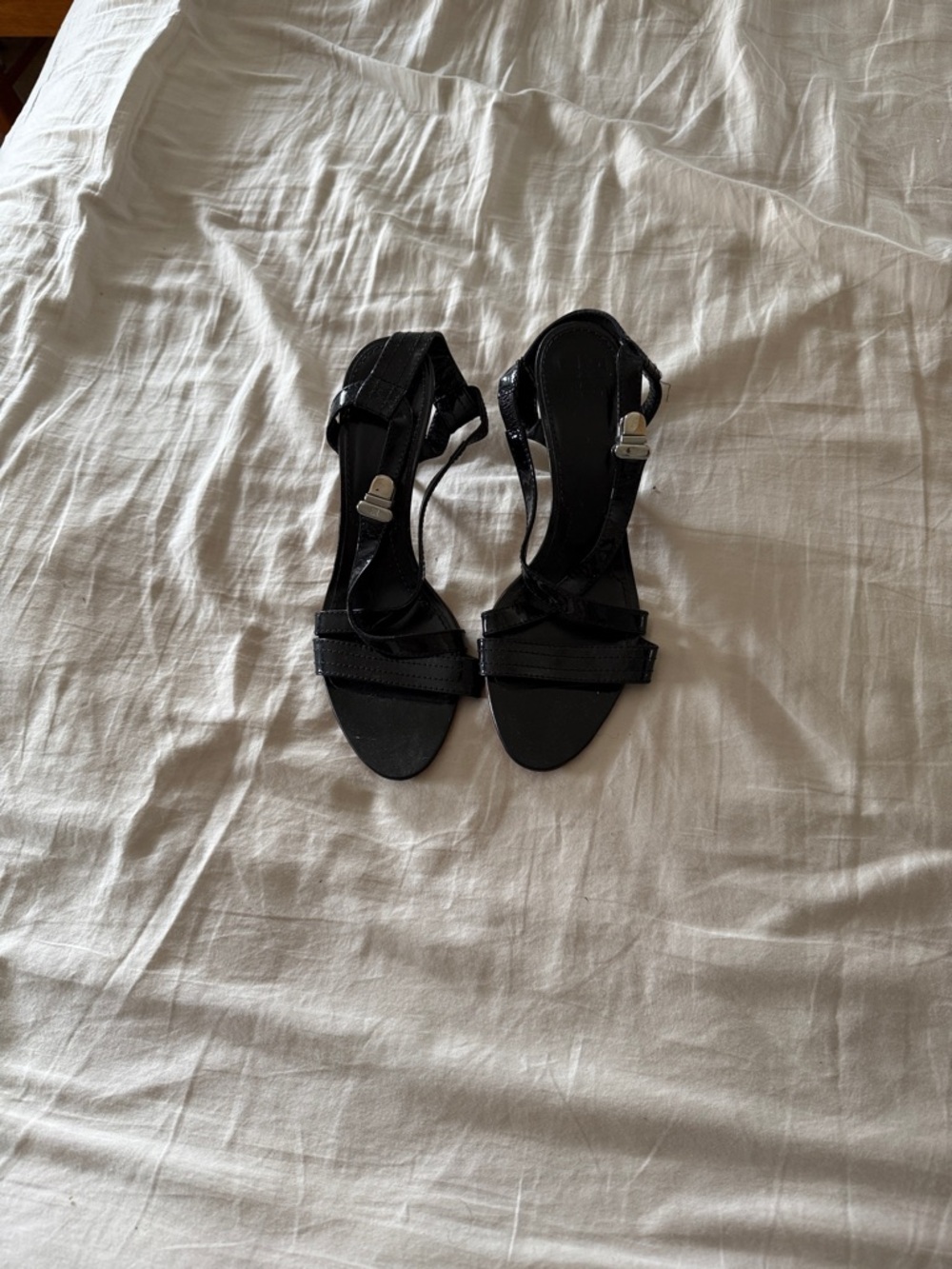 GBlack Women's Strappy Slingback Heels